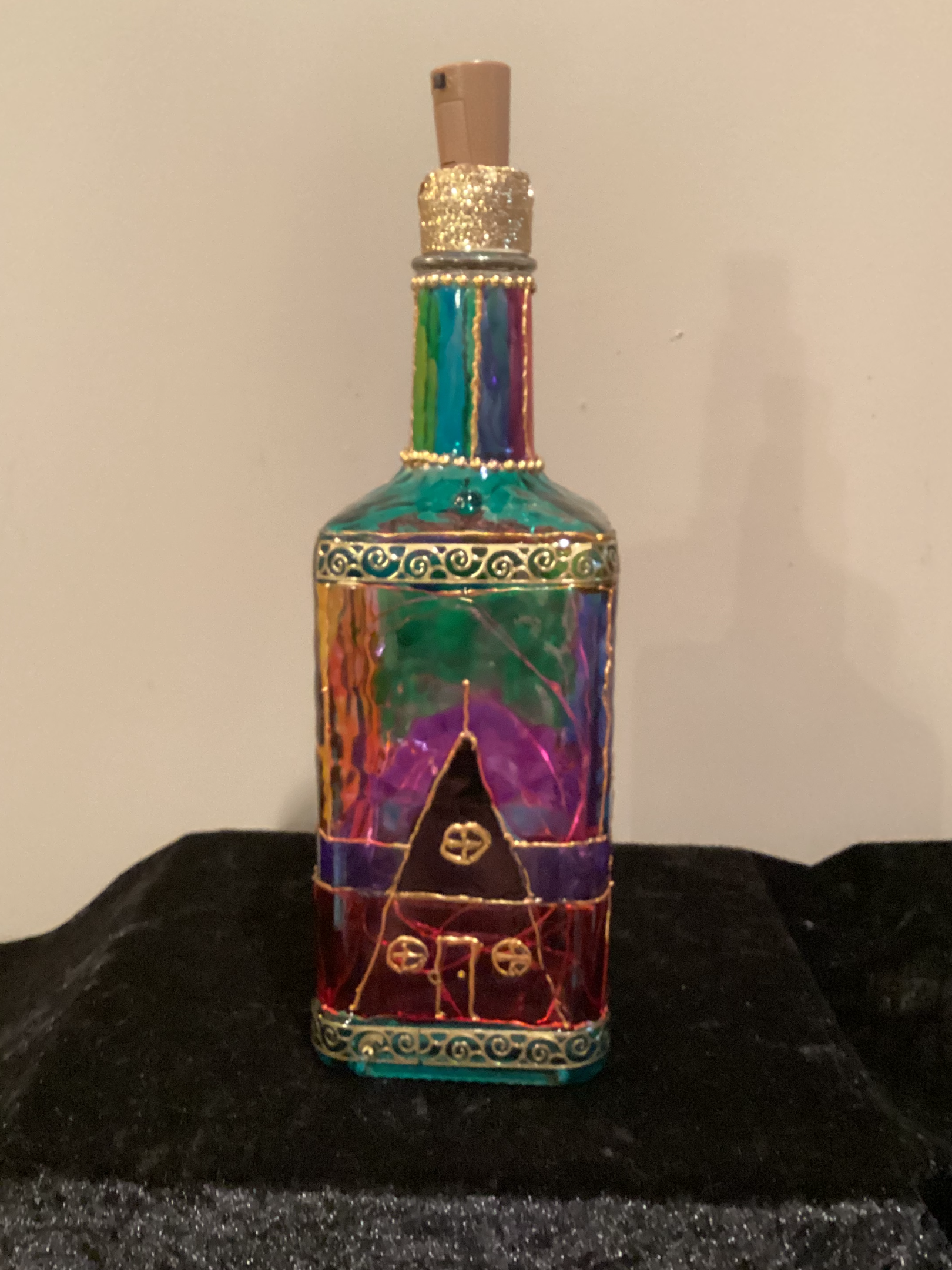 Glass bottle with fairy lights